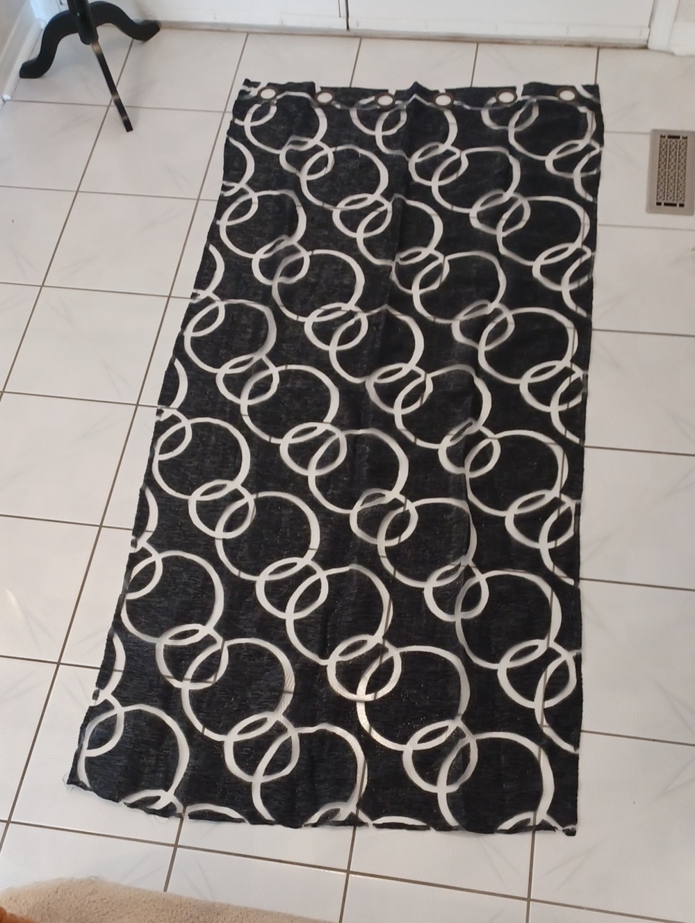 $4 Add-on Long Black & Sheer Circular Pattern Curtain With Grommets - Single